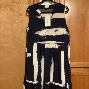 Bloomchic sleeveless dress, blue and white, size 12, NWT